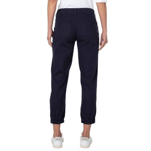 LAST CALL Liverpool 30/10 Women Crop Utility Rich Navy Joggers Pants Zip Ankle - Picture 5 of 14